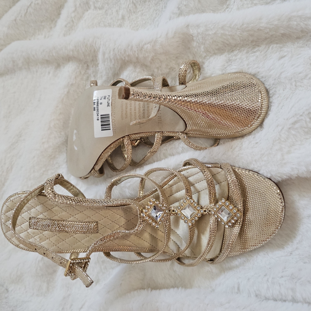 Enzo Angiolini Gold Strappy Heels